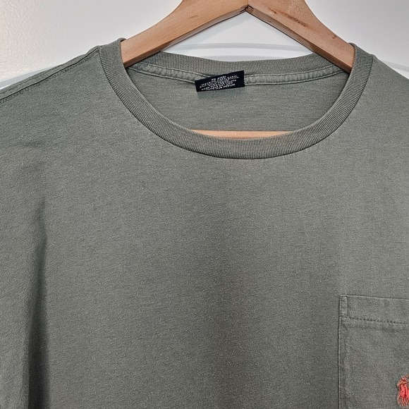 Vintage Polo Ralph Lauren Mens Large Shirt Green Long Sleeve Embroidered 90's - Picture 6 of 10